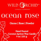 Ocean Rose 9 OZ Coconut Apricot Candle - Wild Orchid Candle Company