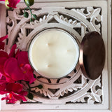 Sea Salt & Orchid Ceramic Candle  | 14  oz | Coconut Apricot Crème  Wax - Wild Orchid Candle Company