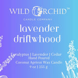 Lavender Driftwood 9 OZ Coconut Apricot Candle - Wild Orchid Candle Company