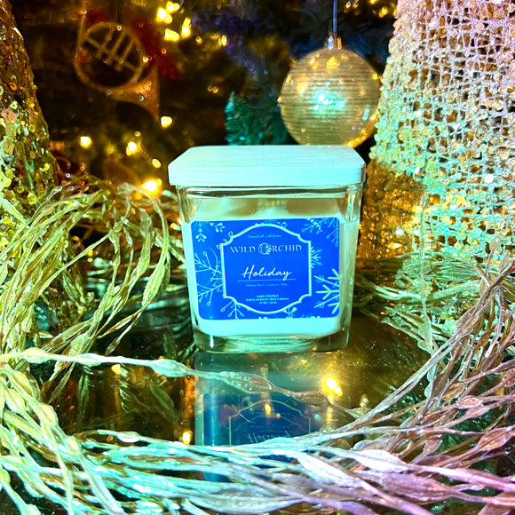 Holiday  Candle Holder  |10 OZ | Coco Apricot Creme' Wax - Wild Orchid Candle Company