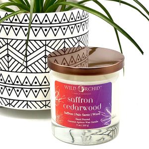 Saffron Cedarwood 9 OZ Coconut Apricot Candle - Wild Orchid Candle Company