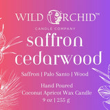 Saffron Cedarwood 9 OZ Coconut Apricot Candle - Wild Orchid Candle Company