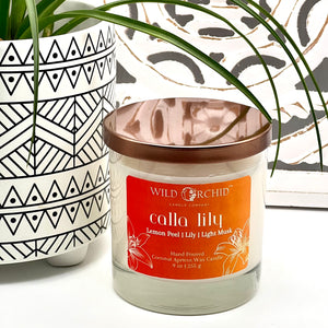 Calla Lily 9 OZ Coconut Apricot Candle - Wild Orchid Candle Company