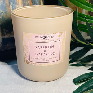 Saffron & Tobacco  Coconut Apricot Creme Candle|   13 OZ - Wild Orchid Candle Company